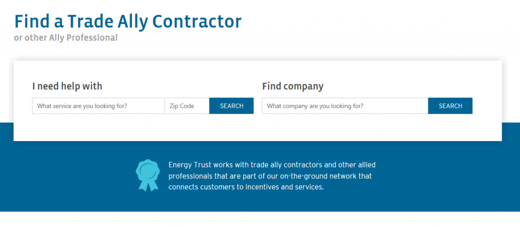 Screenshot of redesigned Find a Contractor tool interface.