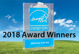 Energy Star logo with 2018 Award Winners text. Blue sky and green grass in background.