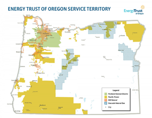 a map of energy trust of oregon service territory