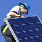 a worker with a solar panel