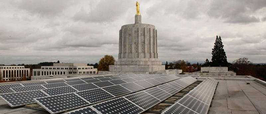 Capital building Salem with solar panels