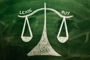 drawing of a scale one side reading lease the other reading buy